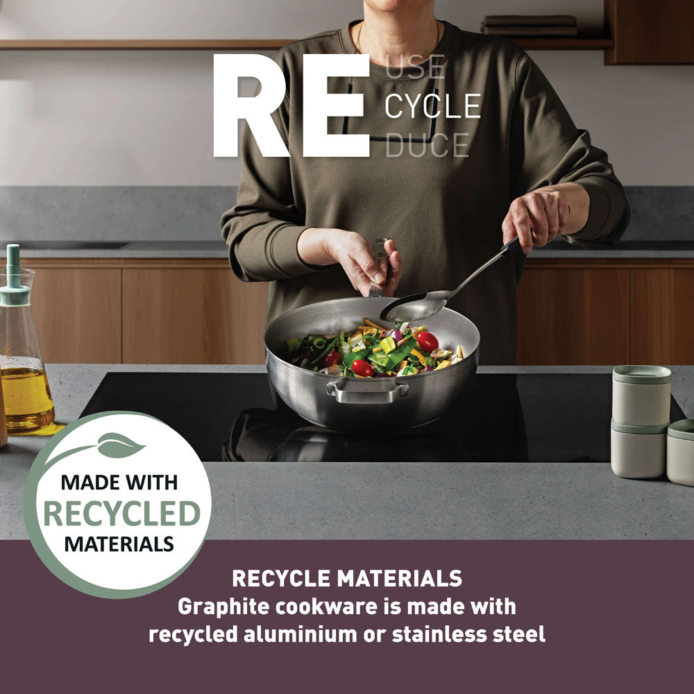 Shopberghoff Graphite Cookware is made wtih recycled aluminum or stainless steel
