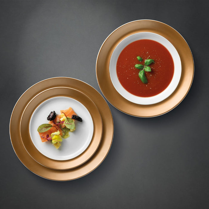 Image 2 of Gem 3pc Plate Set, 2 Plates & Bowl, White & Gold