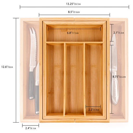 Image 1 of CooknCo Bamboo 6-Slot Expanding Flatware Organizer