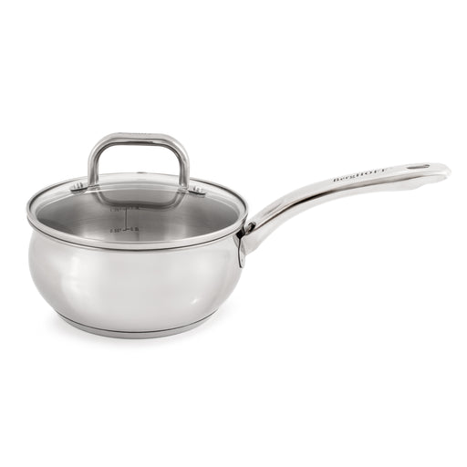 Shopberghoff Essentials Belly Shape 18/10 Stainless Steel 6.25" Sauce Pan with Glass Lid 1.5Qt. Image1