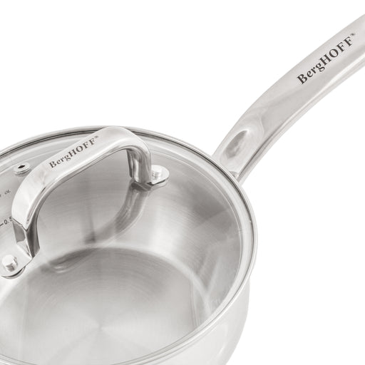 Shopberghoff Essentials Belly Shape 18/10 Stainless Steel 6.25" Sauce Pan with Glass Lid 1.5Qt. Image2