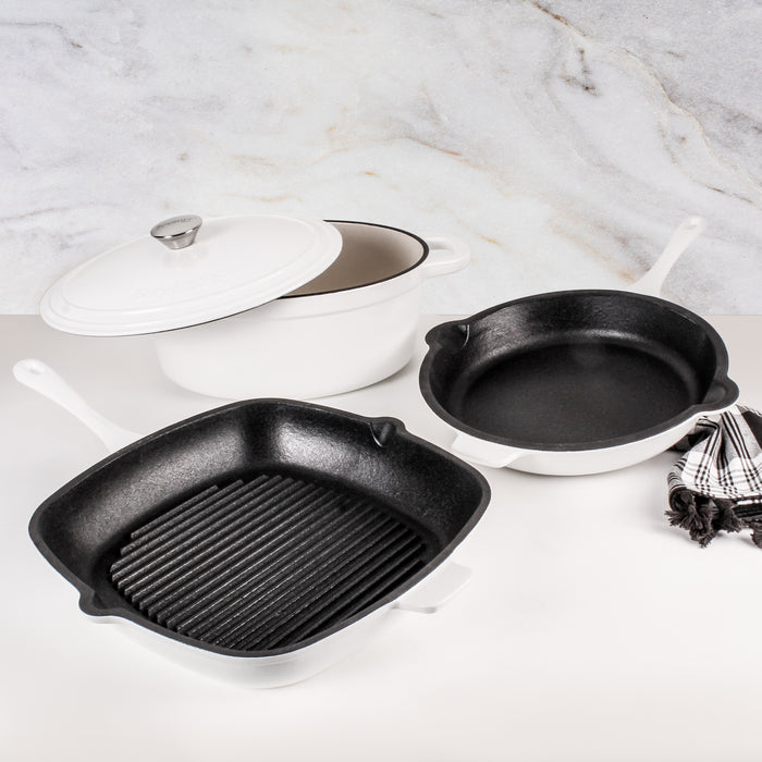 Image 6 of Neo 10Pc Cast Iron Cookware Set, White