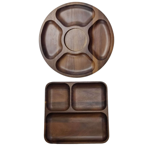 Image 1 of Acacia Wood 2pc Tray Set