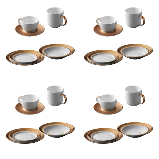 Image 1 of GEM Dinnerware 24Pc Place Setting, White & Gold