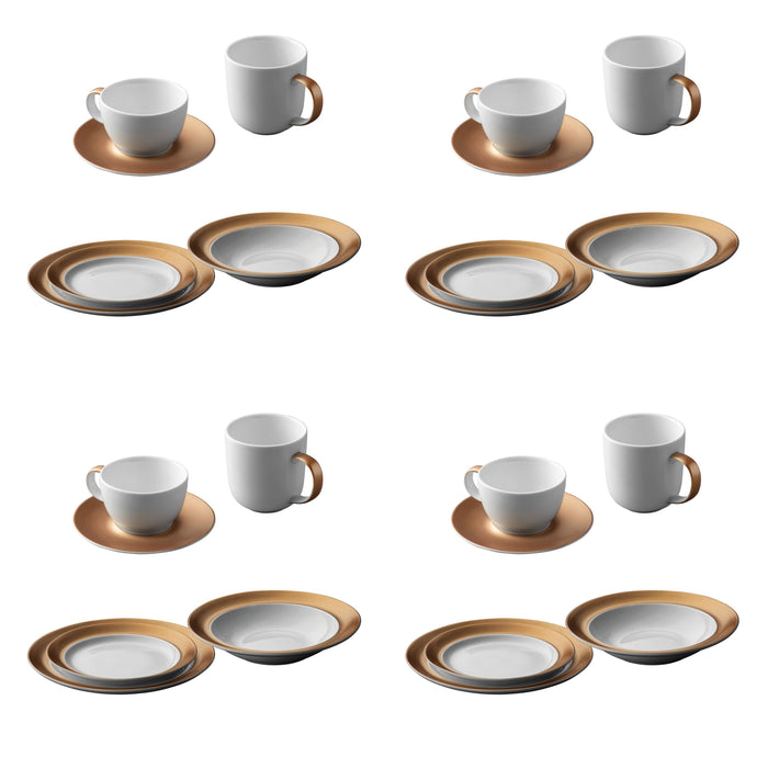 Image 1 of GEM Dinnerware 24Pc Place Setting, White & Gold