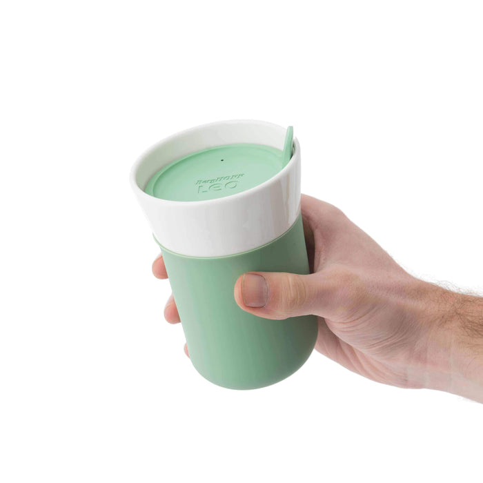 Image 2 of Leo 11.16oz Porcelain Travel Mug, Green, Set of 2