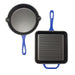 Image 1 of 2Pc Enamel Cast Iron 10" Fry Pan & 10" Grill Pan Set, Blue