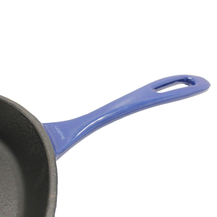 Image 5 of 2Pc Enamel Cast Iron 10" Fry Pan & 10" Grill Pan Set, Blue
