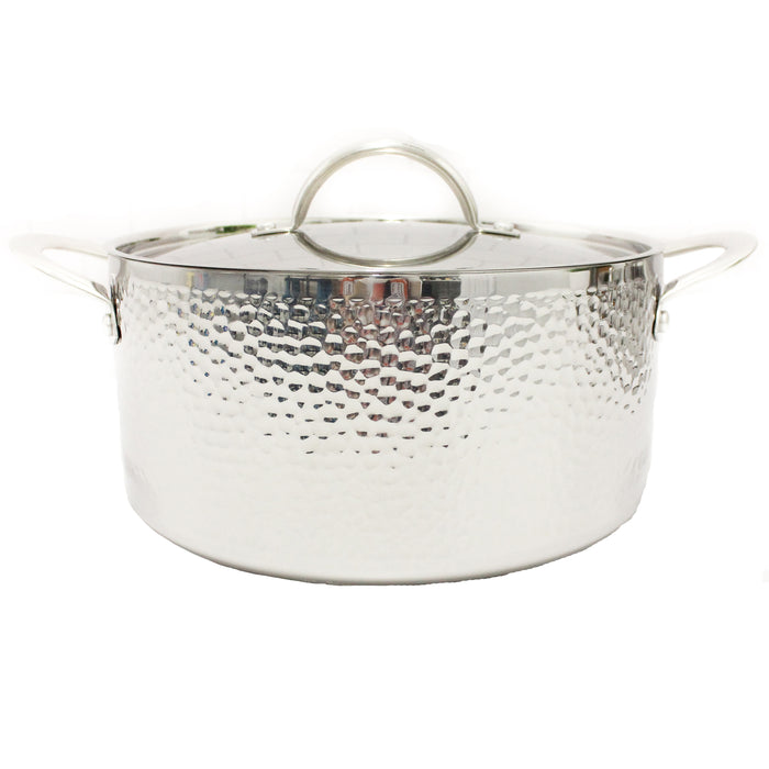 Image 1 of Hammered Tri-Ply SS 9.5" Covered Dutch Oven, Hammered