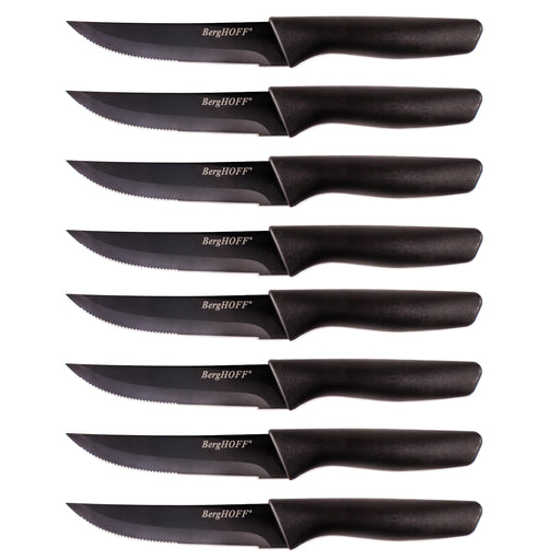 Image 1 of 8pc Serrated Steak Knife Set with NS SS Blade, 8.5",  Black