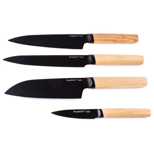 Shopberghoff Ron 4Pc Knife Set with Ash Wood Natural Handle Image1