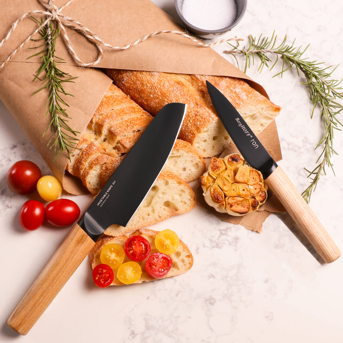 Shopberghoff Ron 4Pc Knife Set with Ash Wood Natural Handle Image4