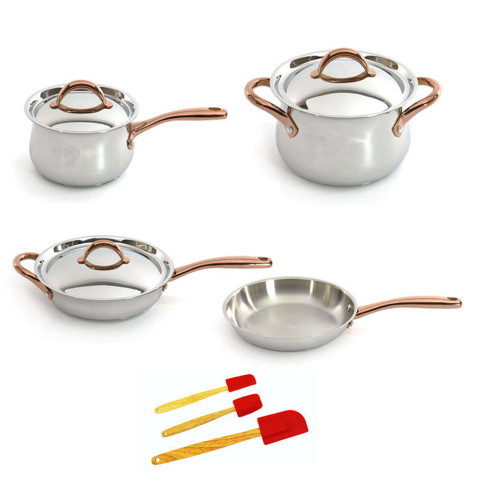 Image 1 of Ouro Gold 10pc 18/10 SS Cookware Set with Bronze Handles