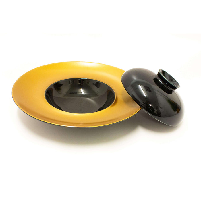 Image 4 of GEM 32 Pcs Dinnerware Set, Black & Gold