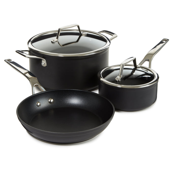 Image 1 of Shopberghoff Essentials 5Pc Non-stick Hard Anodized Cookware Starter Set With Glass lid, Black