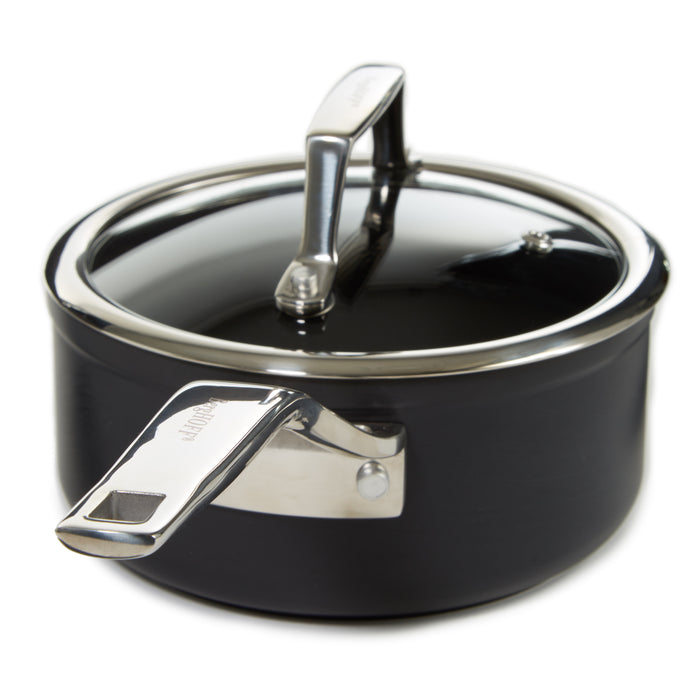 Image 3 of Shopberghoff Essentials 5Pc Non-stick Hard Anodized Cookware Set For Two With Glass lid, Black