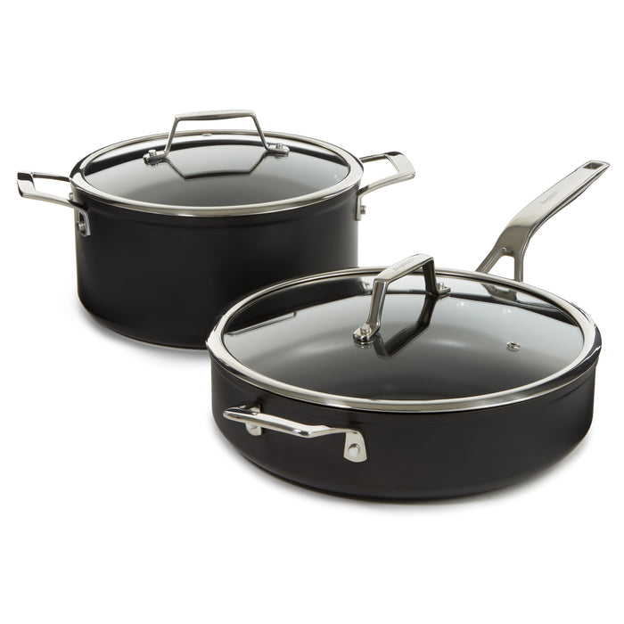 Image 1 of Shopberghoff Essentials 4Pc Non-stick Hard Anodized Simmer Set With Glass Lids, Black