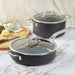 Image 2 of Shopberghoff Essentials 4Pc Non-stick Hard Anodized Simmer Set With Glass Lids, Black