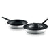 Image 1 of GEM 3Pc Downdraft 18/10 Stainless Steel Fry Pan Set, Black Handles