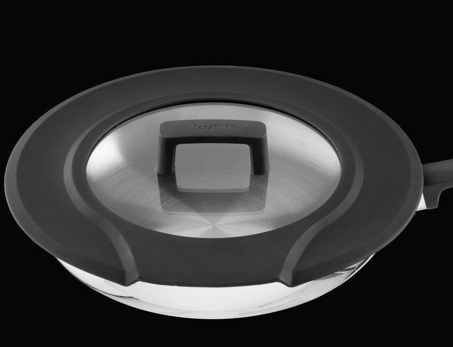 Image 4 of GEM 3Pc Downdraft 18/10 Stainless Steel Fry Pan Set, Black Handles