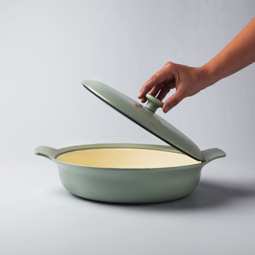 Image 2 of Shopberghoff Ron 11" Cast Iron Covered Deep Skillet 3.5qt, Green