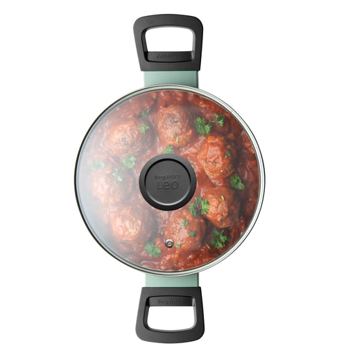 Image 2 of LEO Non-stick Aluminum Stockpot 8", 3qt. With Glass Lid, Sage