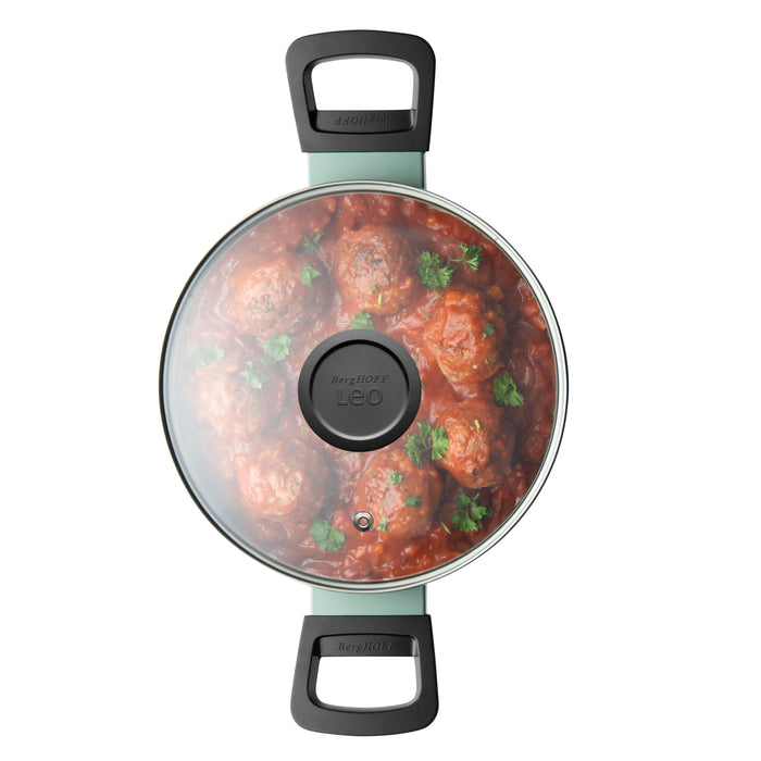 Image 2 of LEO Non-stick Aluminum Stockpot 8", 3qt. With Glass Lid, Sage