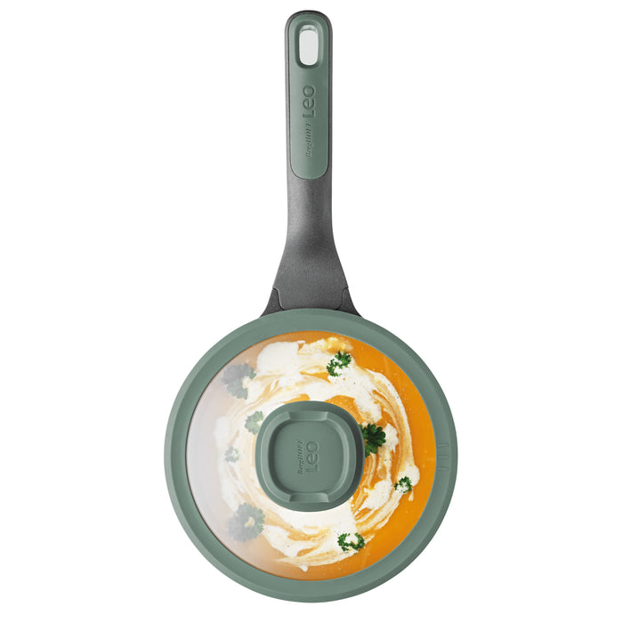 Image 2 of LEO Non-stick Cast Aluminum Saucepan 7", 2.1qt. With Glass Lid, Forest
