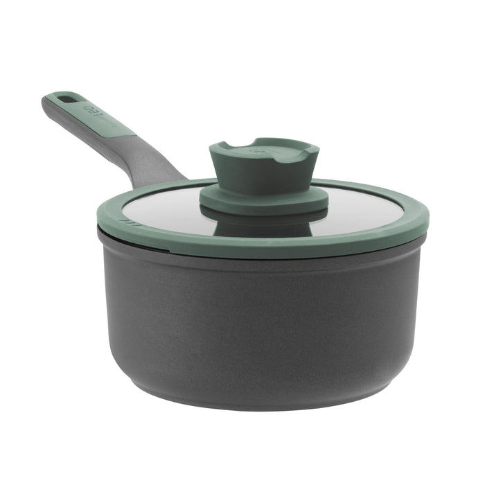 Image 1 of Shopberghoff LEO Non-stick Cast Aluminum Saucepan 7", 2.1qt. With Glass Lid, Forest