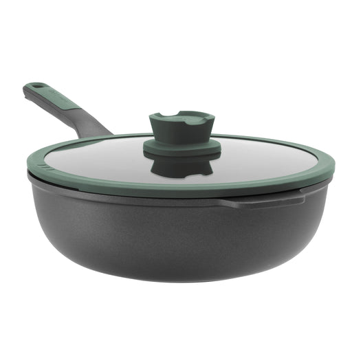 Image 1 of Shopberghoff LEO Non-stick Cast Aluminum Wok Pan 11", 4.6qt. With Glass Lid, Forest
