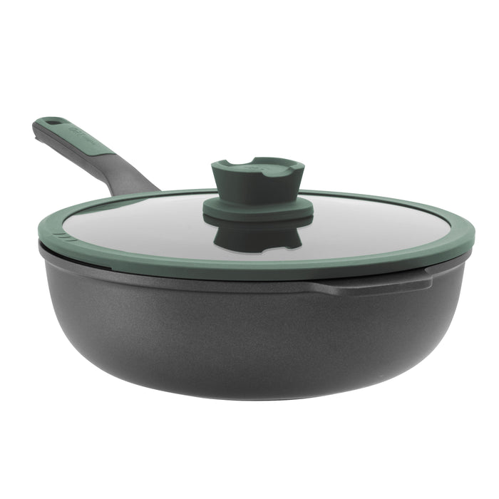 Image 1 of Shopberghoff LEO Non-stick Cast Aluminum Wok Pan 11", 4.6qt. With Glass Lid, Forest
