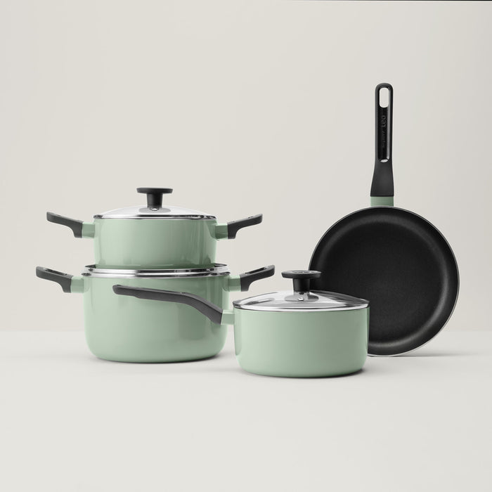 Shopberghoff Sage Non-stick Aluminum 7Pc Cookware Set With Glass Lid Image2