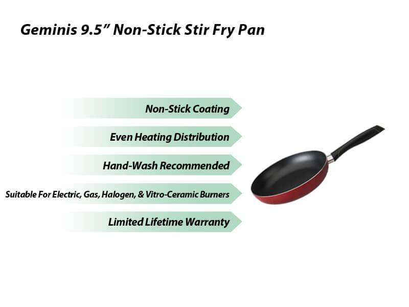 Image 2 of Geminis 9.5" Cast Aluminum Non-Stick Stir Fry Pan Red