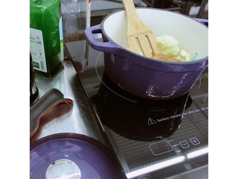 Image 3 of Neo Cast Iron Set 3pc Purple (3qt Cast Iron Covered Stockpot, 10" Cast Iron Fry Pan, 11" Cast Iron Grill Pan)