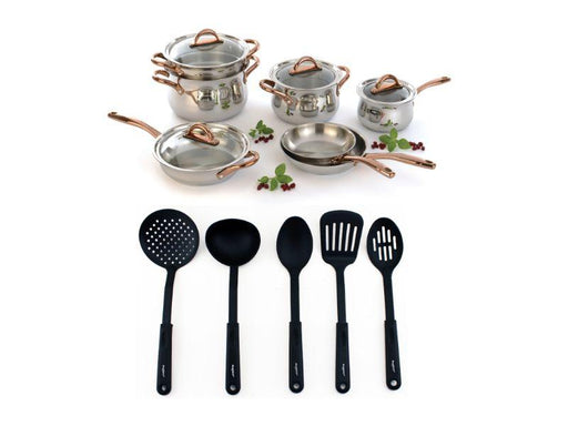 Image 1 of Ouro Gold 18/10 SS 17pc Set with glass lids