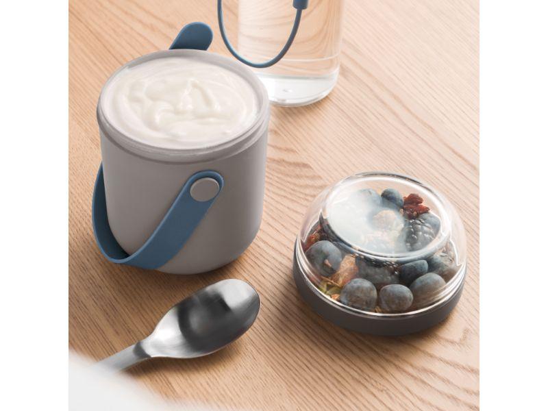 Image 3 of Leo 0.5qt Dual Lunch Pot, Grey & Blue