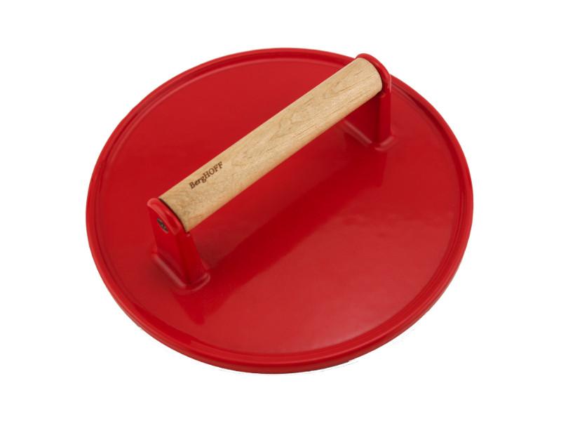 Image 1 of 9" Cast Iron Steak Press, Red