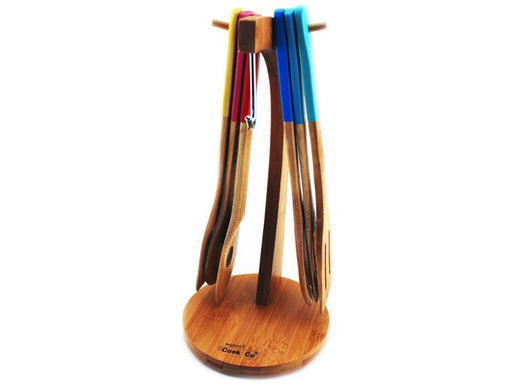 Image 1 of CooknCo 7Pc Bamboo Banana Hanger and Utensil Set