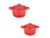 Image 1 of Neo 4Pc Cast Iron Set, 3Qt Covered Dutch Oven  & 7Qt Covered Stockpot, Orange