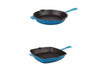 Image 1 of Neo 2Pc Cast Iron Set, 10" Fry Pan & 11" Grill Pan Set, Blue