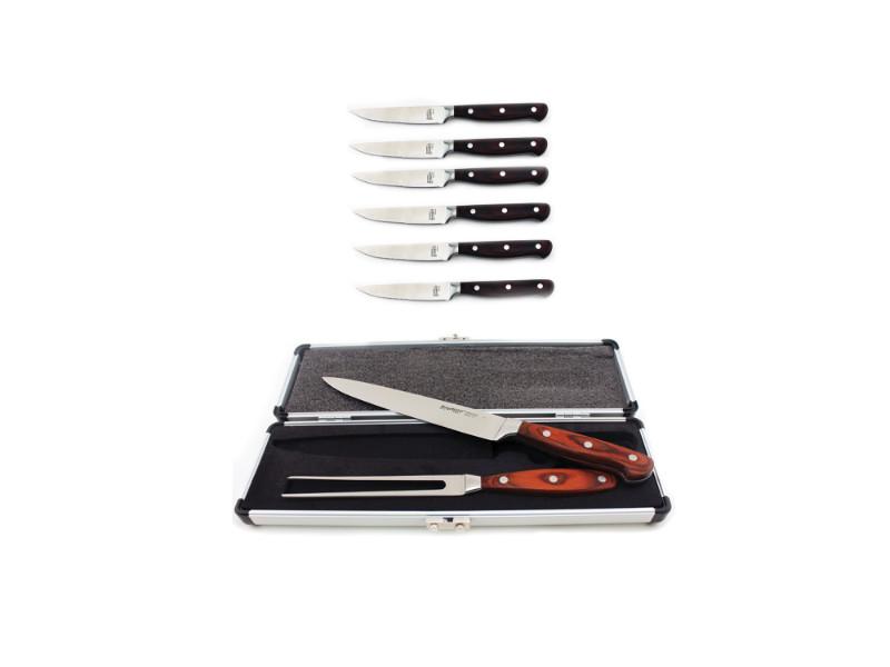 Image 1 of Pakka 8Pc Stainless Steel Cutlery Set, 6Pc 12" Steak Knives & 2pc 12" Carving Sets