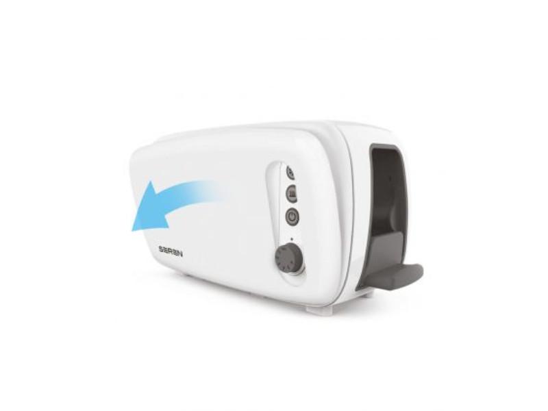 Image 8 of Seren Side Loading Toaster with Cool Touch Exterior and Removable Crumb Tray, with Cream Front Panel/ Serving Tray