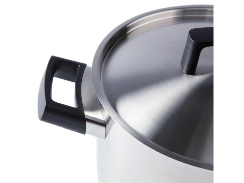 Image 3 of Ron 10" Stainless Steel Covered Stockpot 6.8Qt, Black Handles