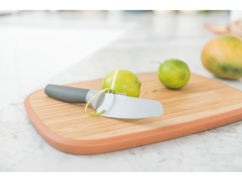 Image 4 of Leo 4.25" Stainless Steel Vegetable Knife with zester, Gray