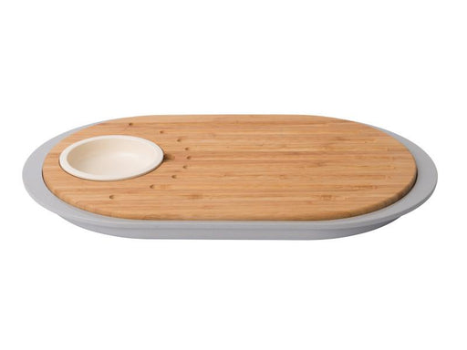 Image 1 of Leo 15.25" 2-sided Tapas Cutting Board with Tray, Gray