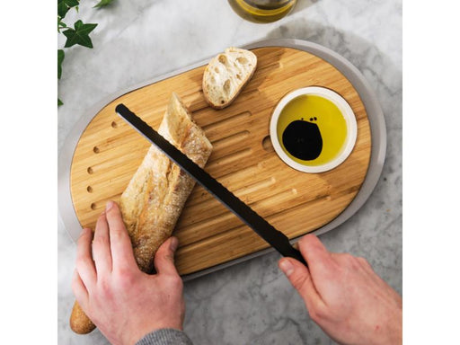 Image 2 of Leo 15.25" 2-sided Tapas Cutting Board with Tray, Gray