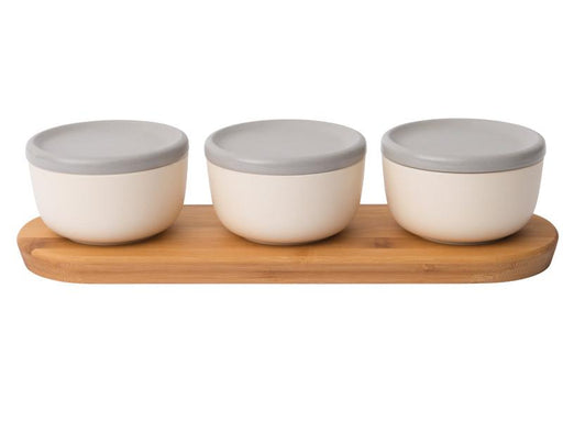 Image 1 of Leo 6Pc Bamboo Covered Bowl Set with Bamboo Tray 0.29Qt Each