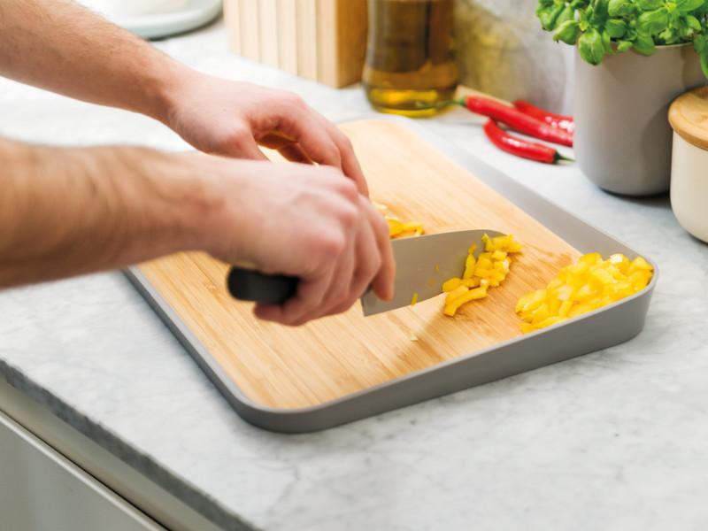 Image 2 of Leo 16.25" Bamboo Cutting Board Anti-Slip, Gray